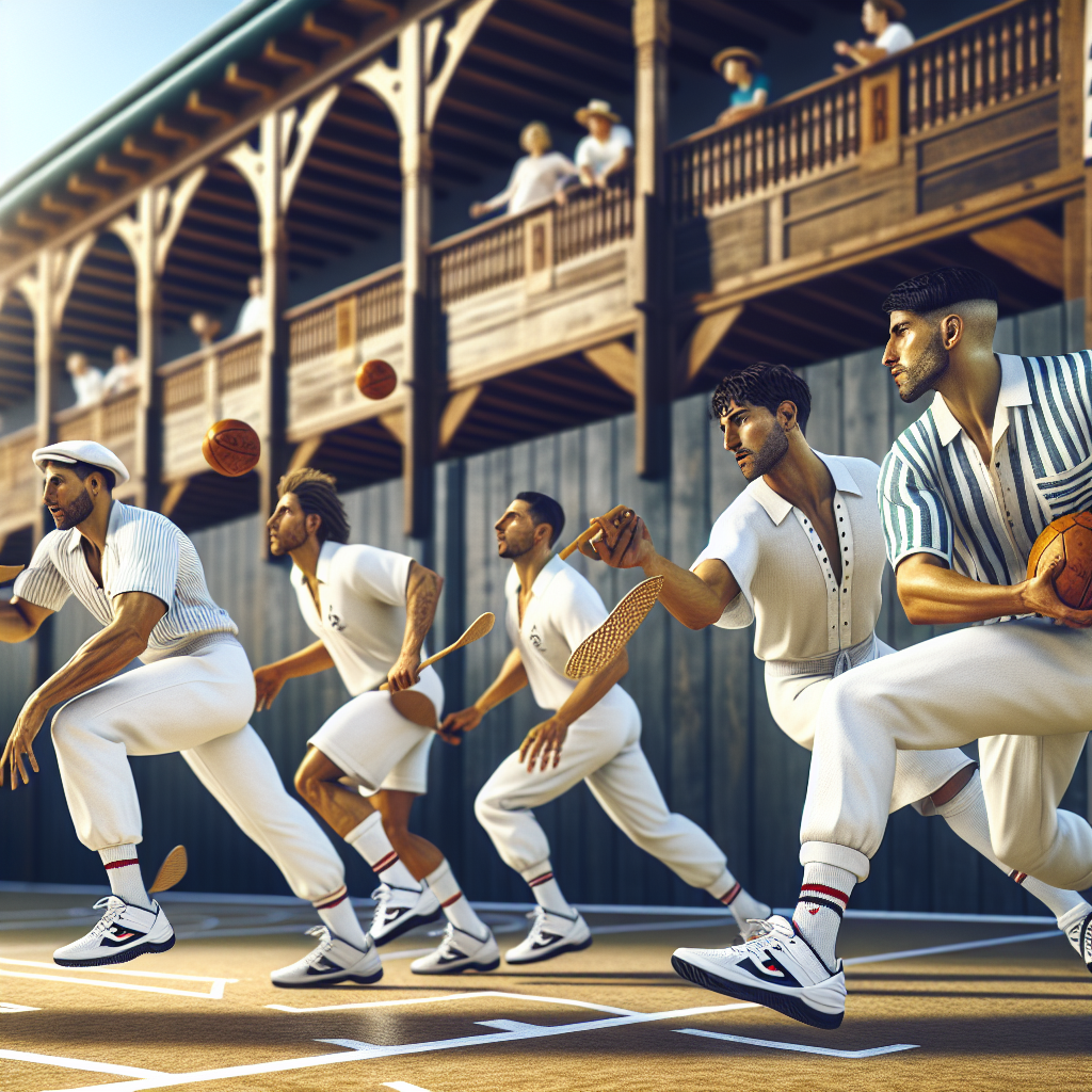 Realistic stock image of pelota vasca players.
